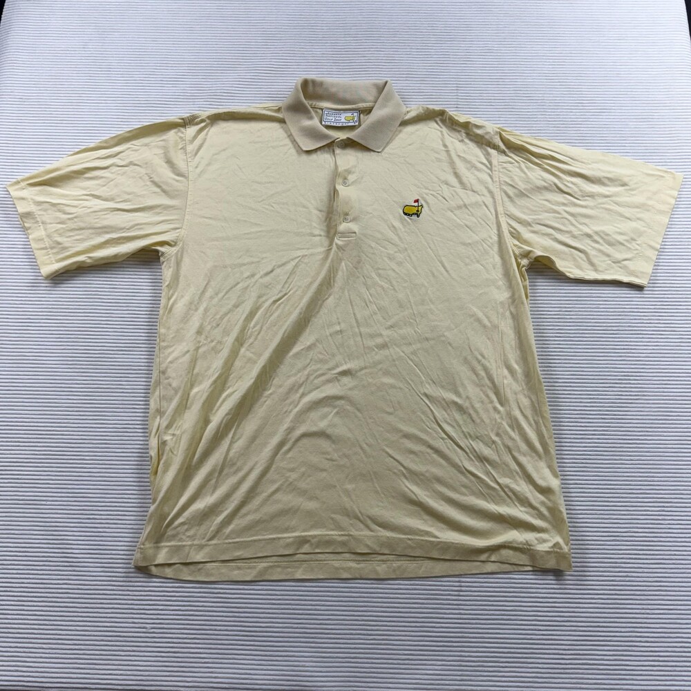 Masters Shirt Mens Large Yellow Golf Augusta National Logo Polo Embroidered